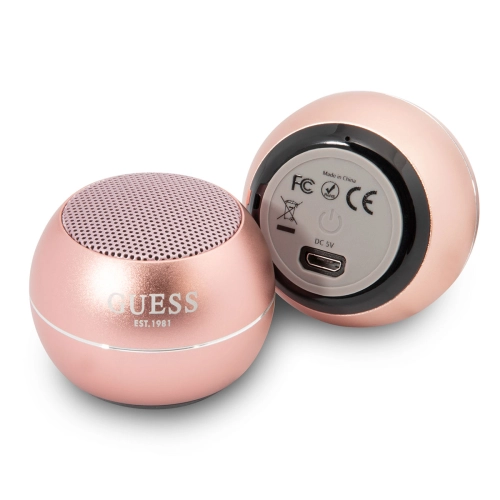 Mini Bluetooth Speaker GUESS Alüminyum Alaşım Gövde Tasarımlı Hoparlör Portable Pembe - Pembe