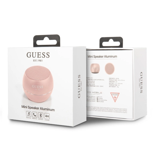 Mini Bluetooth Speaker GUESS Alüminyum Alaşım Gövde Tasarımlı Hoparlör Portable Pembe - Pembe