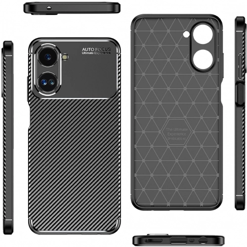 Realme 10 Kılıf Silikon Parmak İzi Bırakmayan Karbon Soft Negro Kapak - Siyah