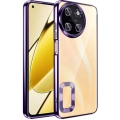 Realme 11 4G Kılıf Kamera Lens Korumalı Şeffaf Renkli Logo Gösteren Parlak Kapak - Koyu Mor
