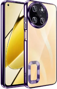 Realme 11 4G Kılıf Kamera Korumalı Silikon Logo Açık Omega Kapak - Koyu Mor