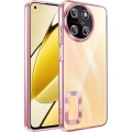 Realme 11 4G Kılıf Kamera Lens Korumalı Şeffaf Renkli Logo Gösteren Parlak Kapak - Rose Gold
