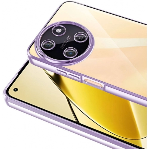 Realme 11 4G Kılıf Kamera Lens Korumalı Şeffaf Renkli Logo Gösteren Parlak Kapak - Rose Gold