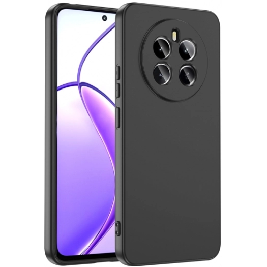 Realme 12 4G Kılıf İçi Kadife Mat Yüzey Mara Lansman Kapak  - Siyah