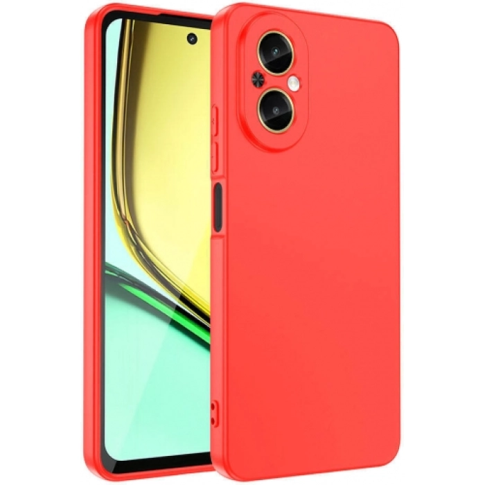 Realme 12 Lite Kılıf İçi Kadife Mat Yüzey Mara Lansman Kapak  - Kırmızı