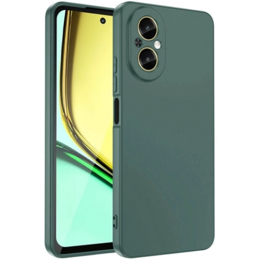 Realme 12 Lite Kılıf İçi Kadife Mat Yüzey Mara Lansman Kapak  - Koyu Yeşil