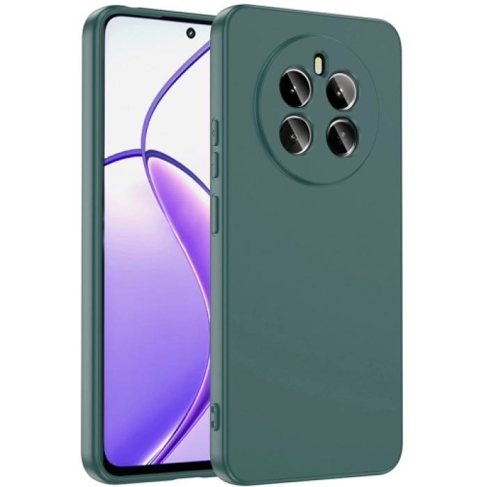 Realme 12 Plus Kılıf İçi Kadife Mat Yüzey Mara Lansman Kapak  - Koyu Yeşil