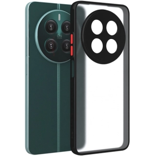 Realme 12 Plus Kılıf Kamera Korumalı Arkası Şeffaf Mat Silikon Kapak - Siyah