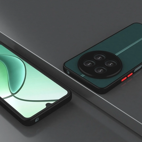 Realme 12 Plus Kılıf Kamera Korumalı Arkası Şeffaf Mat Silikon Kapak - Siyah