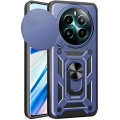 Realme 12 Plus Kılıf Zırhlı Standlı Silikon Sürgülü Kamera Korumalı Tank Kapak - Mavi