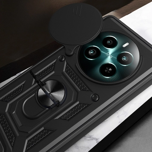 Realme 12 Plus Kılıf Zırhlı Standlı Silikon Sürgülü Kamera Korumalı Tank Kapak - Mavi