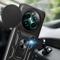 Realme 12 Plus Kılıf Zırhlı Standlı Silikon Sürgülü Kamera Korumalı Tank Kapak - Siyah