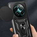 Realme 12 Plus Kılıf Zırhlı Standlı Silikon Sürgülü Kamera Korumalı Tank Kapak - Siyah
