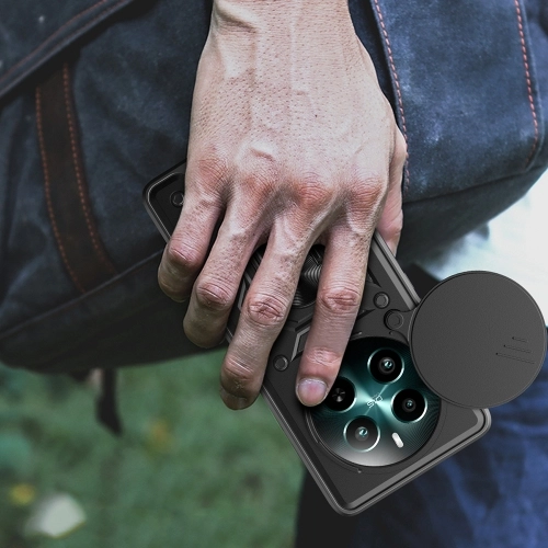 Realme 12 Plus Kılıf Zırhlı Standlı Silikon Sürgülü Kamera Korumalı Tank Kapak - Siyah