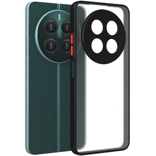 Realme 12 4G Kılıf Kamera Korumalı Arkası Şeffaf Mat Silikon Kapak - Siyah