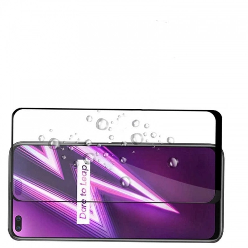Realme 6 Pro Kırılmaz Cam Tam Kapatan Kenarları Kırılmaya Dayanıklı Cam Ekran Koruyucu - Siyah