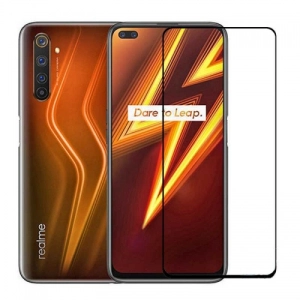 Realme 6 Pro Kırılmaz Cam Tam Kapatan Kenarları Kırılmaya Dayanıklı Cam Ekran Koruyucu - Siyah