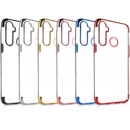 Realme 6i Kılıf Renkli Köşeli Lazer Şeffaf Esnek Silikon - Siyah