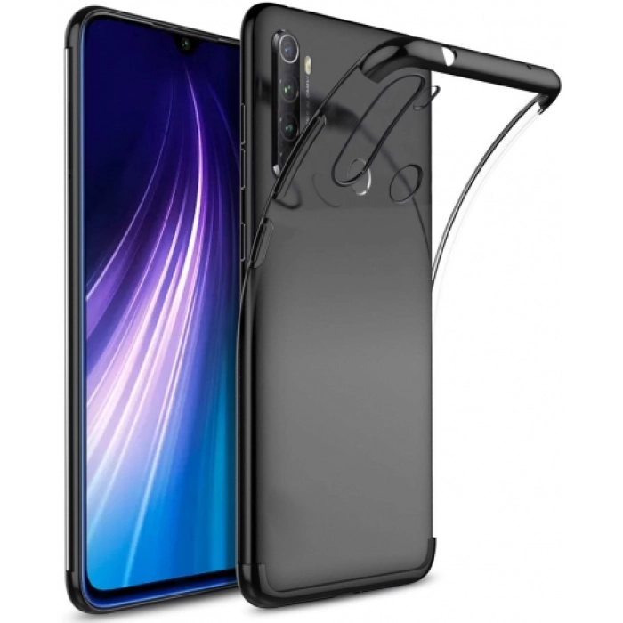 Realme 6i Kılıf Renkli Köşeli Lazer Şeffaf Esnek Silikon - Siyah