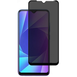 Realme 6i Kırılmaz Cam 5D Ekran Koruyucu Karartmalı Hayalet Cam Privacy Tam Kapatan - Siyah