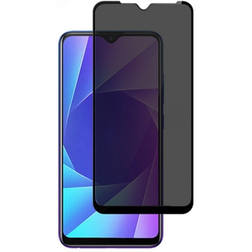 Realme 6i Kırılmaz Cam 5D Ekran Koruyucu Karartmalı Hayalet Cam Privacy Tam Kapatan - Siyah