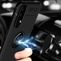 Realme 7 Kılıf Renkli Silikon Yüzüklü Standlı Auto Focus Ravel Kapak - Siyah