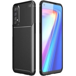 Realme 7 Kılıf Silikon Parmak İzi Bırakmayan Karbon Soft Negro Kapak - Siyah