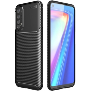 Realme 7 Kılıf Silikon Parmak İzi Bırakmayan Karbon Soft Negro Kapak - Siyah