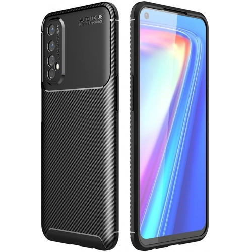 Realme 7 Kılıf Silikon Parmak İzi Bırakmayan Karbon Soft Negro Kapak - Siyah