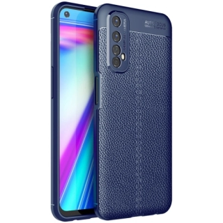 Realme 7 Kılıf Deri Görünümlü Lüks Parmak İzi Bırakmaz Niss Silikon Kapak - Lacivert