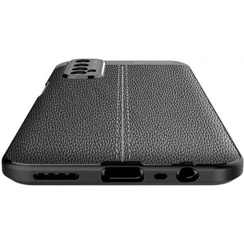 Realme 7 Kılıf Deri Görünümlü Lüks Parmak İzi Bırakmaz Niss Silikon Kapak - Siyah