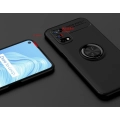 Realme 7 Pro Kılıf Renkli Silikon Yüzüklü Standlı Auto Focus Ravel Kapak - Kırmızı - Siyah