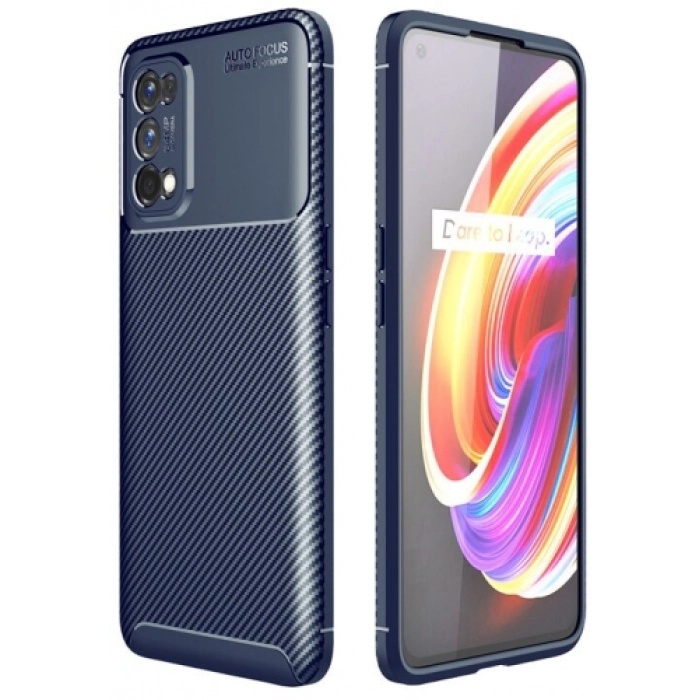 Realme 7 Pro Kılıf Silikon Parmak İzi Bırakmayan Karbon Soft Negro Kapak - Lacivert