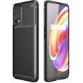 Realme 7 Pro Kılıf Silikon Parmak İzi Bırakmayan Karbon Soft Negro Kapak - Siyah