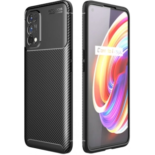 Realme 7 Pro Kılıf Silikon Parmak İzi Bırakmayan Karbon Soft Negro Kapak - Siyah