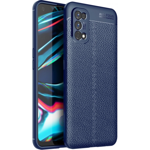 Realme 7 Pro Kılıf Deri Görünümlü Lüks Parmak İzi Bırakmaz Niss Silikon Kapak - Lacivert
