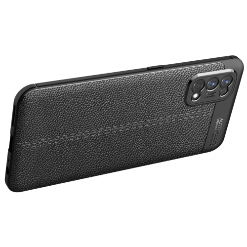 Realme 7 Pro Kılıf Deri Görünümlü Lüks Parmak İzi Bırakmaz Niss Silikon Kapak - Siyah