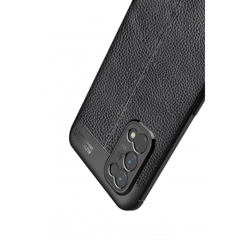 Realme 7 Pro Kılıf Deri Görünümlü Lüks Parmak İzi Bırakmaz Niss Silikon Kapak - Siyah