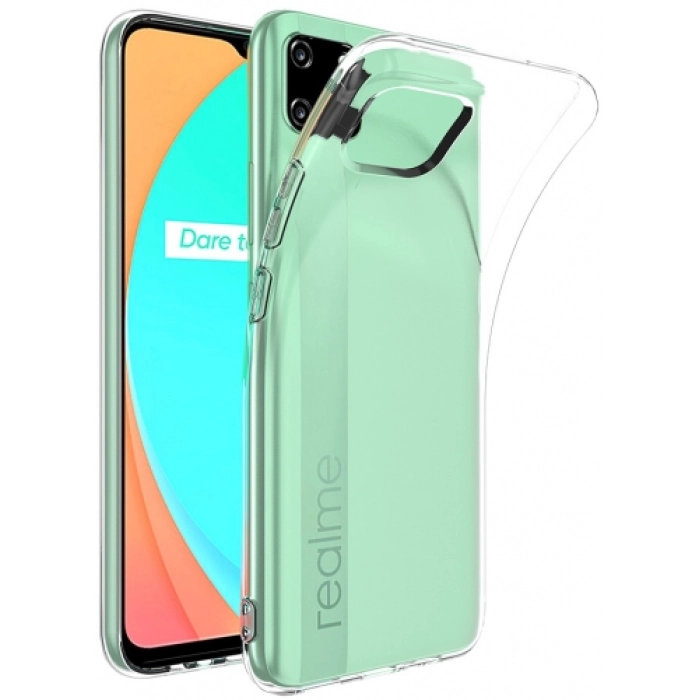 Realme C11 Kılıf Kamera Korumalı Esnek Silikon Kapak - Şeffaf