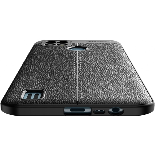 Realme C21 Kılıf Deri Görünümlü Lüks Parmak İzi Bırakmaz Niss Silikon Kapak - Siyah