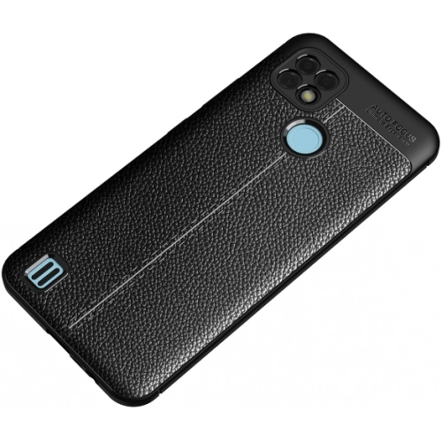 Realme C21 Kılıf Deri Görünümlü Lüks Parmak İzi Bırakmaz Niss Silikon Kapak - Siyah