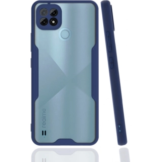 Realme C21 Kılıf Renkli Silikon Kamera Lens Korumalı Şeffaf Parfe Kapak - Lacivert