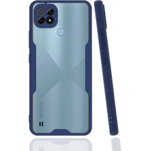 Realme C21 Kılıf Renkli Silikon Kamera Lens Korumalı Şeffaf Parfe Kapak - Lacivert