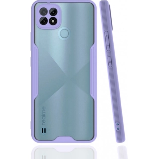 Realme C21 Kılıf Renkli Silikon Kamera Lens Korumalı Şeffaf Parfe Kapak - Lila