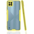 Realme C21 Kılıf Renkli Silikon Kamera Lens Korumalı Şeffaf Parfe Kapak - Sarı