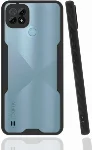 Realme C21 Kılıf Kamera Lens Korumalı Arkası Şeffaf Silikon Kapak - Siyah