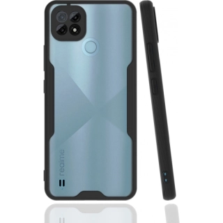 Realme C21 Kılıf Renkli Silikon Kamera Lens Korumalı Şeffaf Parfe Kapak - Siyah