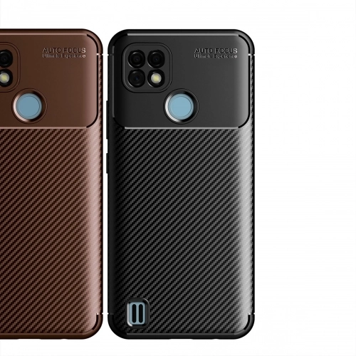 Realme C21 Kılıf Silikon Parmak İzi Bırakmayan Karbon Soft Negro Kapak - Siyah