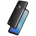 Realme C21 Kılıf Silikon Parmak İzi Bırakmayan Karbon Soft Negro Kapak - Siyah