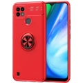Realme C25 Kılıf Renkli Silikon Yüzüklü Standlı Auto Focus Ravel Kapak - Kırmızı